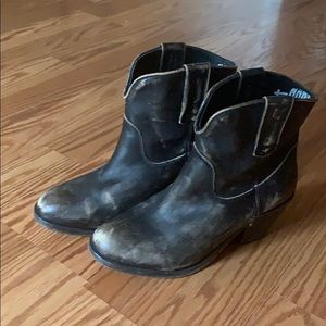 Black distressed ankle booties